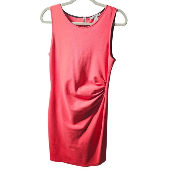 Kenneth Cole Womens Sleeveless Coral Sheath Dress Size 12 With Side Ruched Detai - Picture 1 of 6